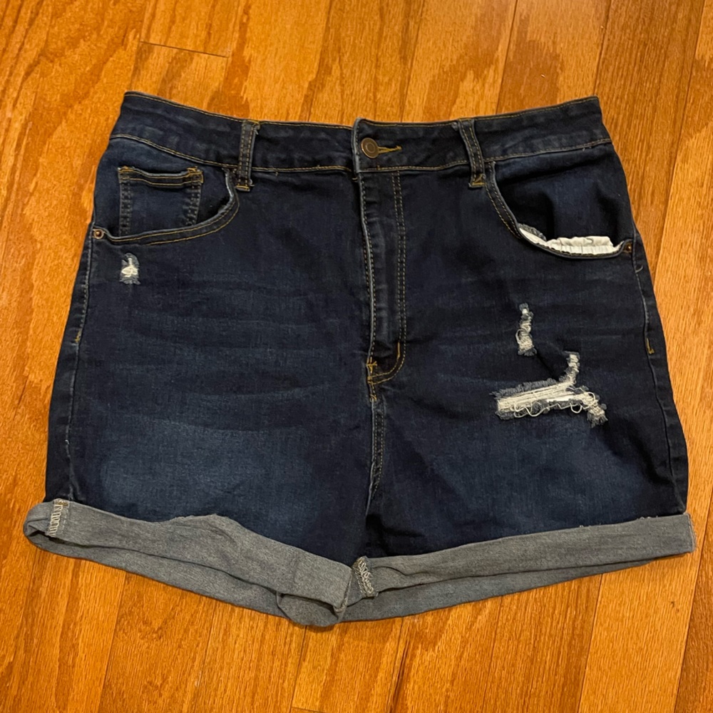 High Waist Dark Denim Shorts